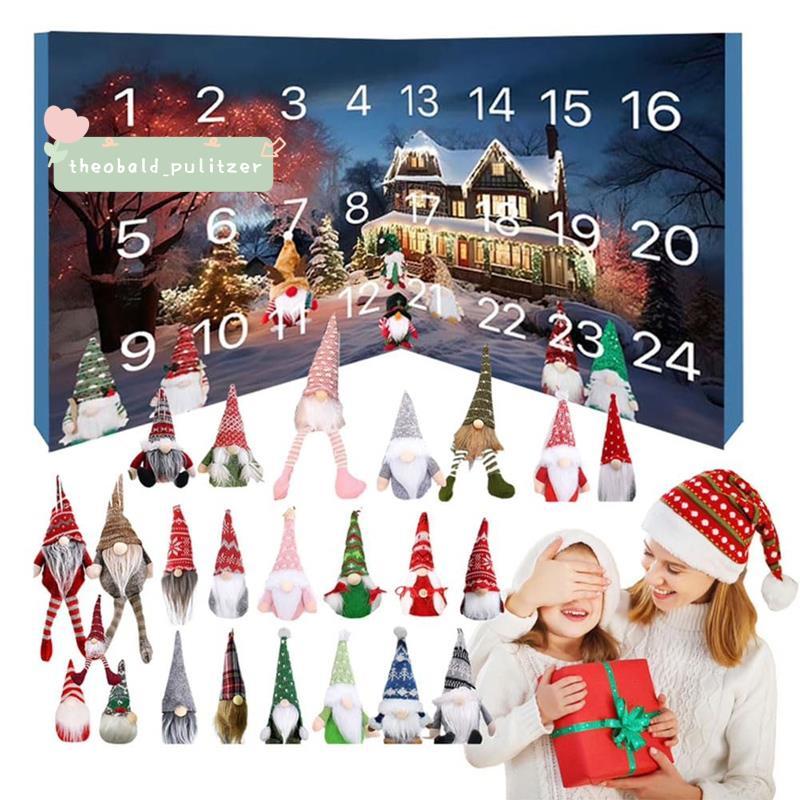 ปฏิทินคริสต์มาสพร้อมตุ๊กตา Gnome สะสม Gnome ของเล่นตุ๊กตา Gnome ปฏิทินนับถอยหลังสําหรับเด็กผู้ใหญ่
