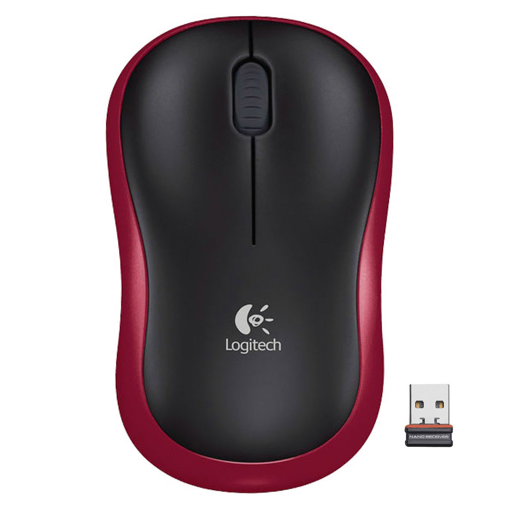 LOGITECH เมาส์ไร้สายออฟติคัล รุ่น M185 สีแดง