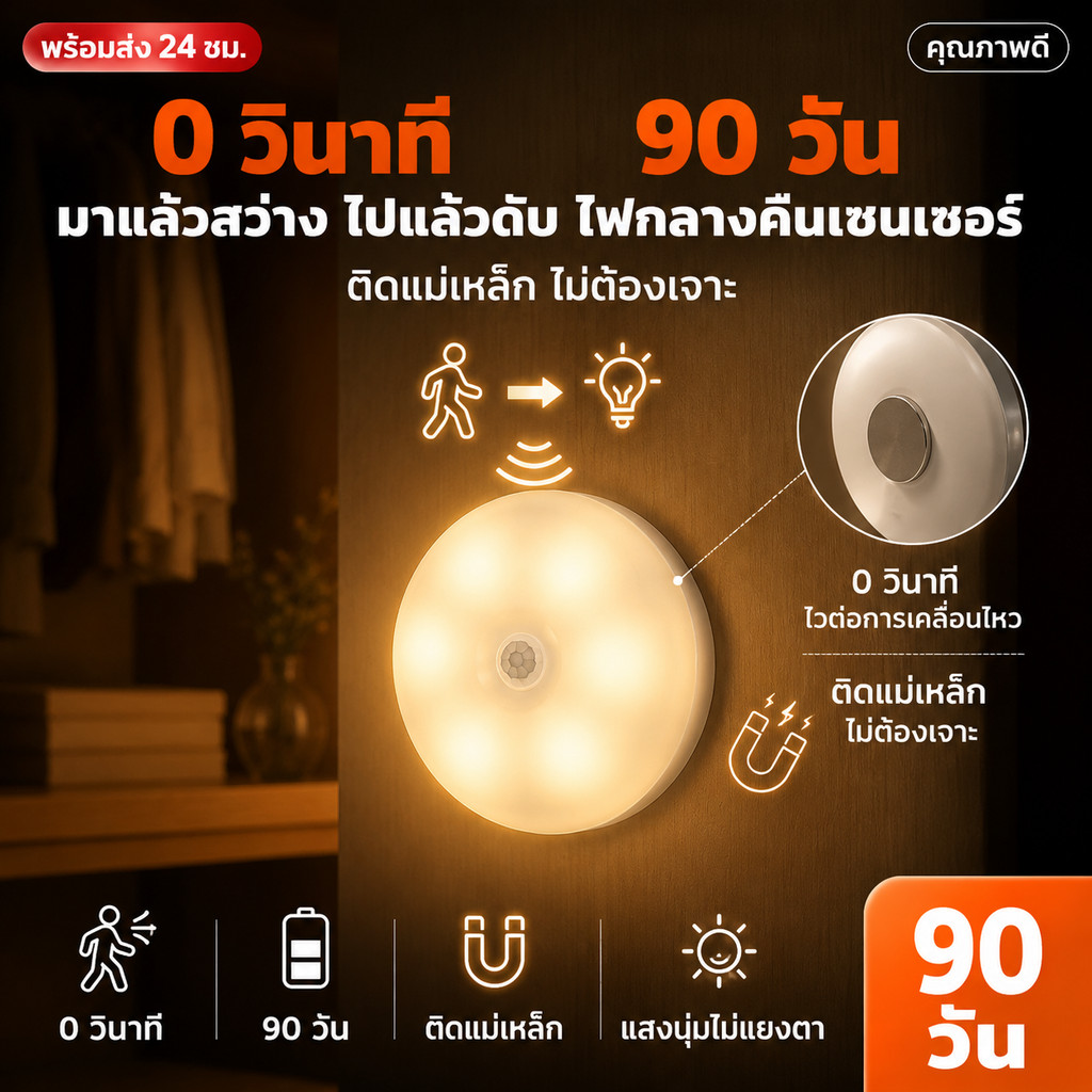 พร้อมส่งในไทยถูกสุดๆ โคมไฟหัวเตียง หรี่ไฟได้ ไฟLED โคมไฟ ชาร์จได้ ไม่ต้องใช้ถ่าน แบตอึด ยึดผนังด้วยแม่เหล็ก 3 สีปรับได้