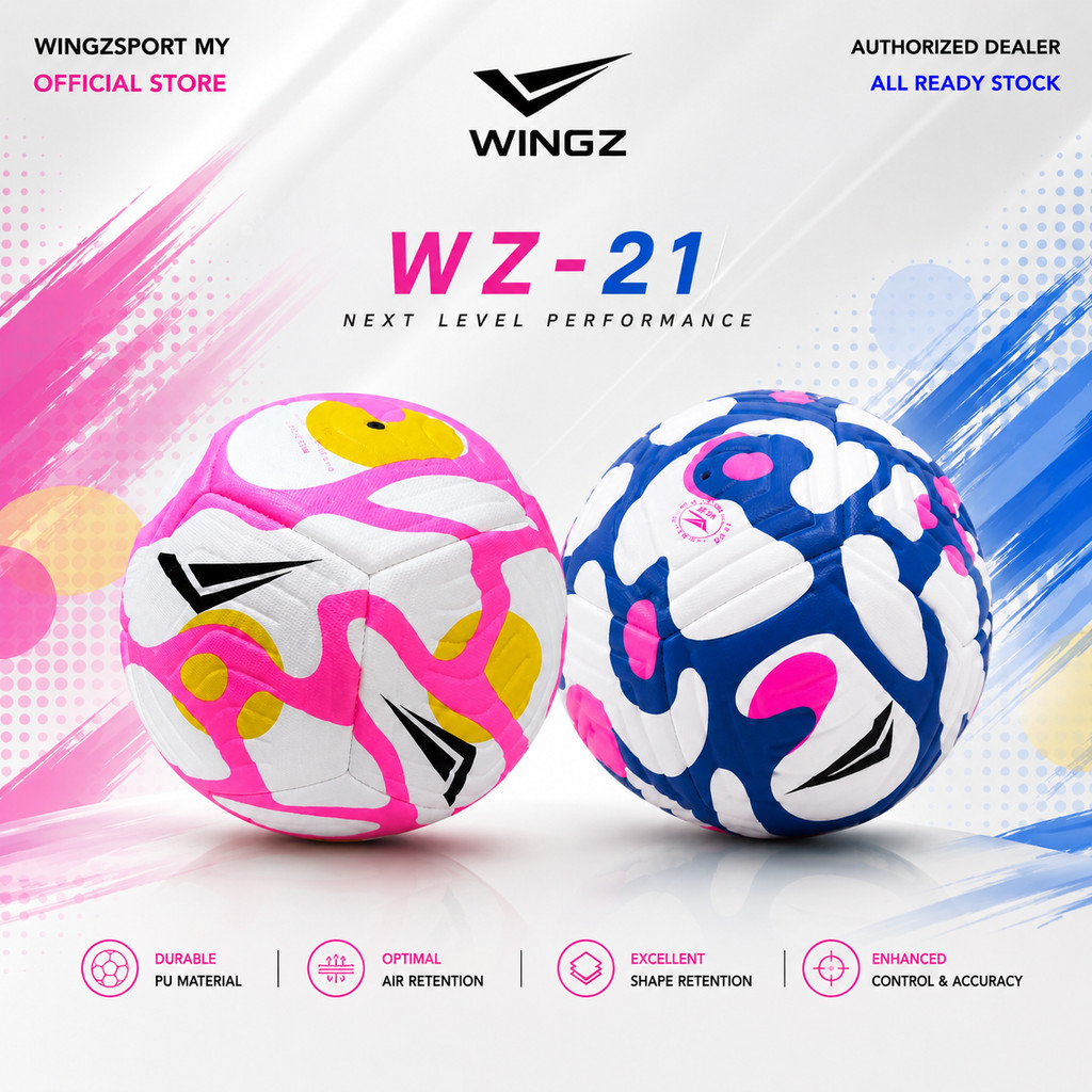 Wingz WZ-21 Football Ball Official Size 5 Machine Stitching Premium PU Soccer Ball