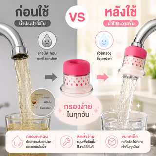 หัวต่อก๊อกน้ำกรองน้ำ หลายชั้น กันน้ำกระเด็น ติดตั้งง่าย ประหยัดน้ำ เหมาะหอพัก-บ้าน วัตถุประสงค์ทั่วไป