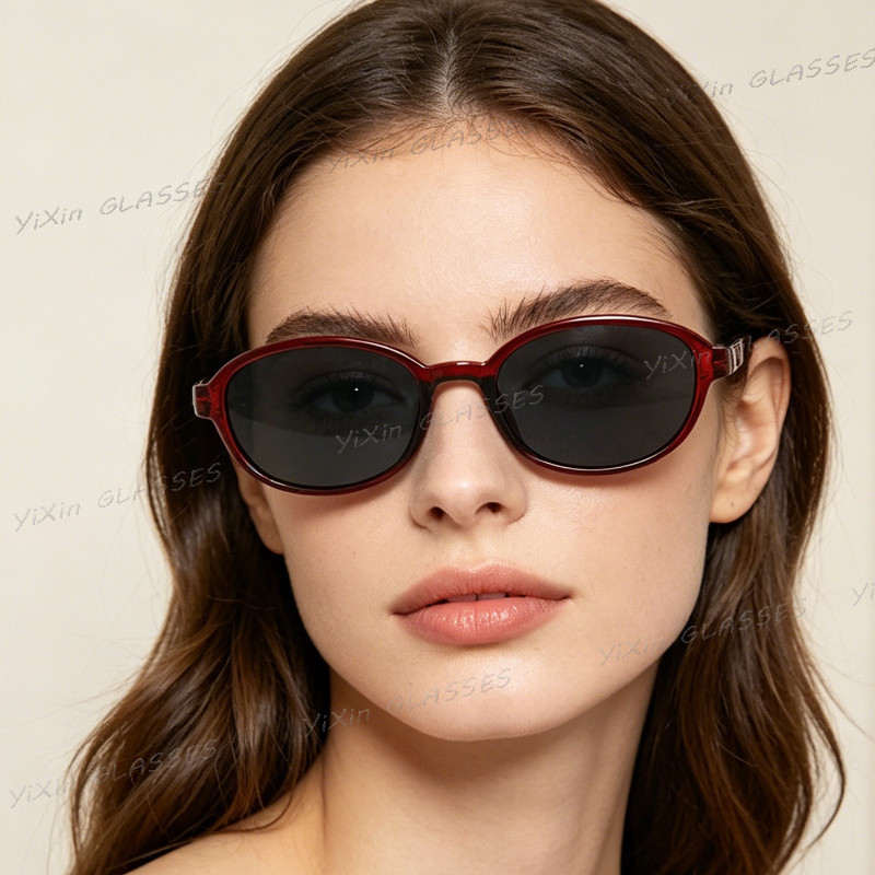 Retro Oval Anti-UV Classic Simple ผู้ชายและผู้หญิงข้าว Studs ตกแต่งแว่นตากันแดด