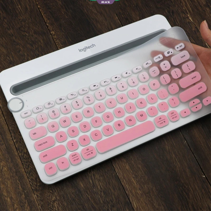K480 แป้นพิมพ์ไร้สาย Multi-Device คีย์บอร์ดสําหรับ Logitech K480 สําหรับ Logi ไร้สายซิลิโคนสีดําฟิล์