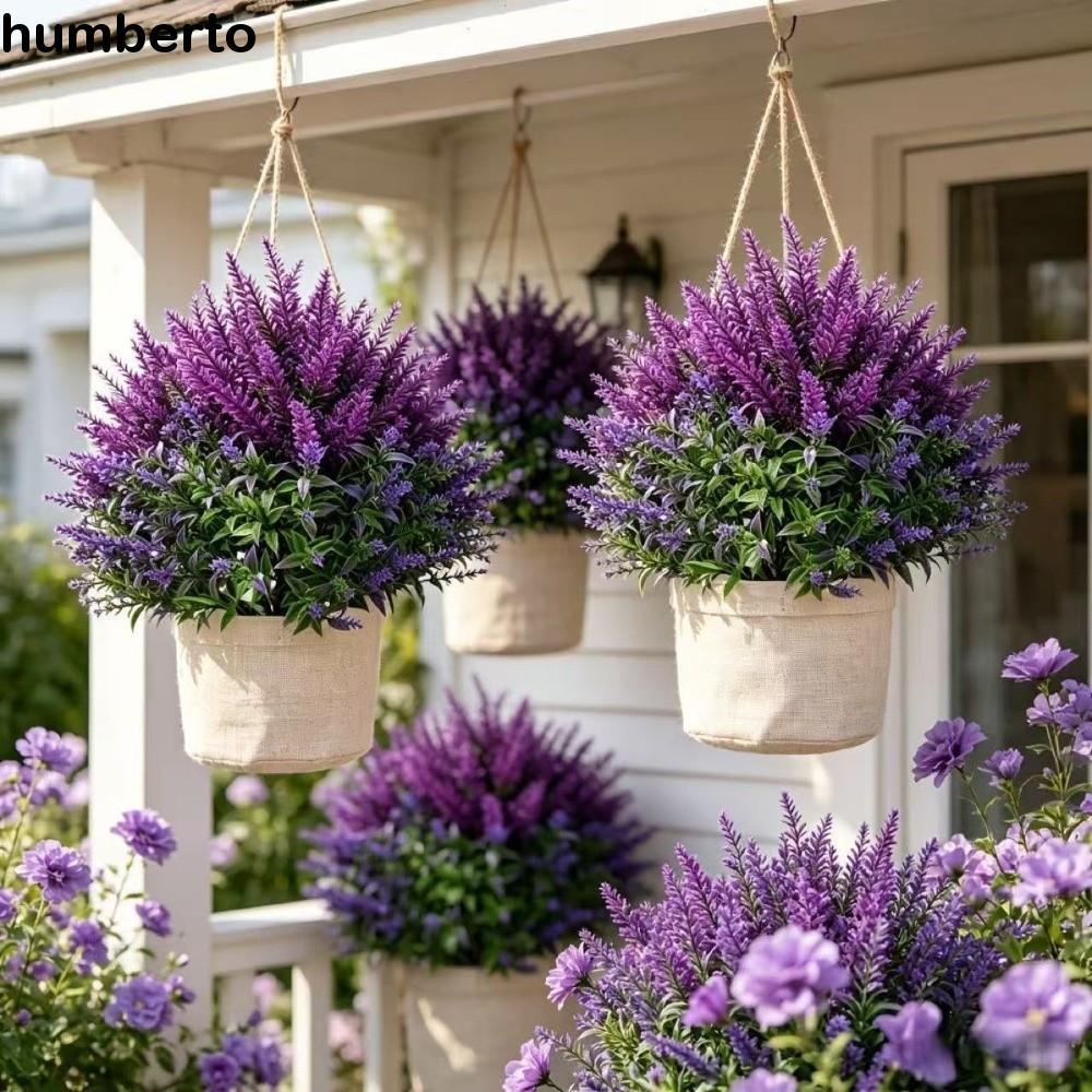 HUMBERTO ประดิษฐ์ Spike Lavender พืช, Fade Proof พลาสติก Faux Lavender Ground Stake, Low-Maintenance