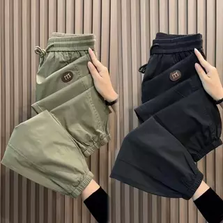 MEFEEE น้ําหนักเบาผู้ชายกางเกง Jogger ผ้าระบายอากาศเรียวข้อเท้าเอวยางยืด Casual Streetwear กางเกงฤดูร้อน