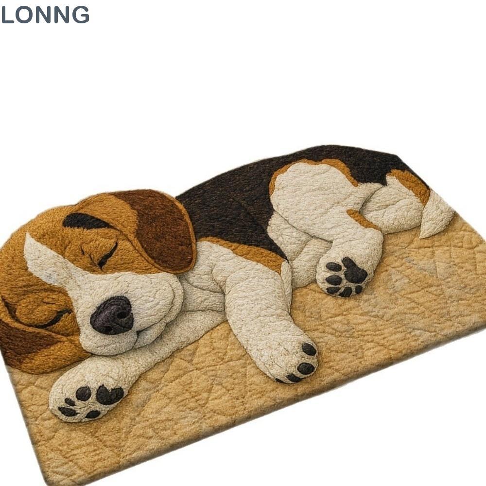LONNG Beagle พรมปูพื้น, พรมกันลื่นในห้องน้ําที่ทนต่อการขัดถู, ความคิดสร้างสรรค์ทนทานดูดซับน้ํา 40*60 ซม. เสื่อเท้าตกแต่งบ้าน