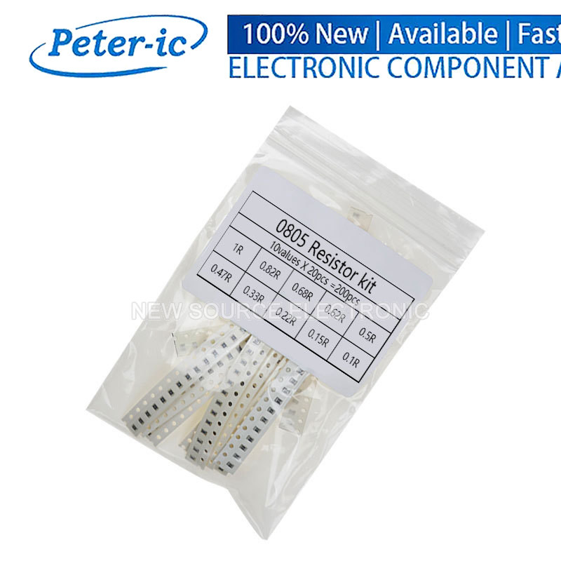200PCS 0805 SMD Resistor Assorted Kit 10ValesX 20PCS 0.1ROhm~1R 1% 0.22 0.33 0.47 0.15 0.68 R Ohm