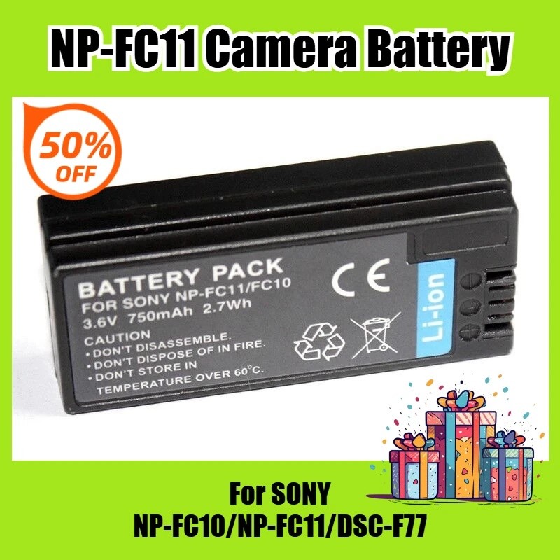 NP-FC11 แบตเตอรี่กล้อง 3.6V 750mAh สําหรับ SONY NP-FC10/NP-FC11/DSC-F77