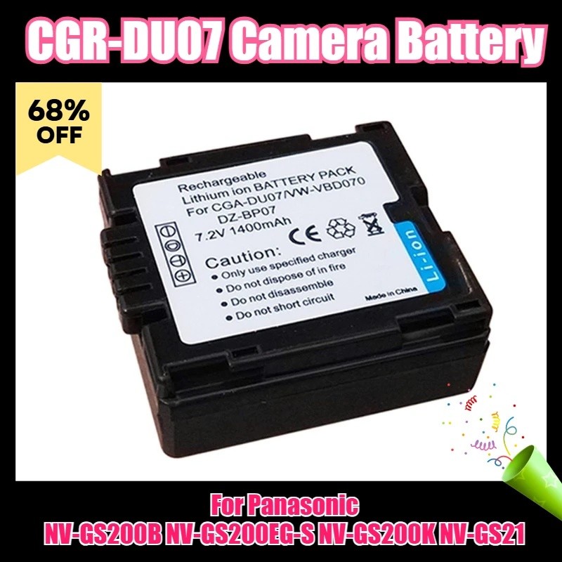 7.2V 1400mAh CGR-DU07 แบตเตอรี่กล้อง,สําหรับ Panasonic NV-GS200B NV-GS200EG-S NV-GS200K NV-GS21