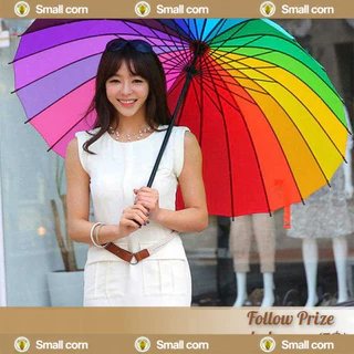 ร่มขนาดใหญ่สีรุ้ง ร่มกันแดด ร่มกันยูวี ร่มแฟชั่น Umbrella 16สี สีสันสดใส วัสดุแข็งแรง ด้ามจับทนทานพอดีมือ