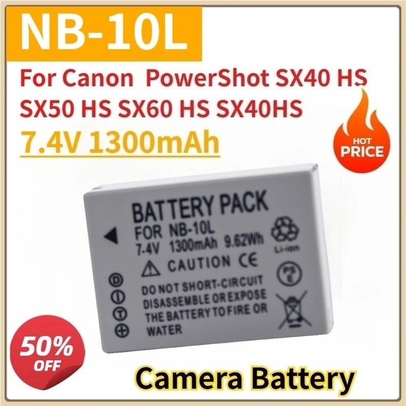 แบตเตอรี่กล้องใหม่ NB-10L 7.4V 1300mAh สําหรับ Canon PowerShot SX40 HS SX50 HS SX60 HS SX40HS SX50 L