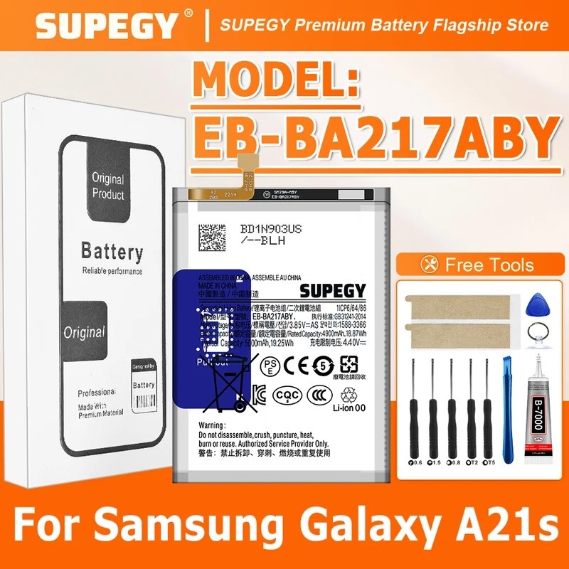 EB-BA217ABY 5000mAh แบตเตอรี่ทดแทนสําหรับ Samsung Galaxy A21s SM-A217F/DS SM-A217M/DS SM-A217F/DSSN 