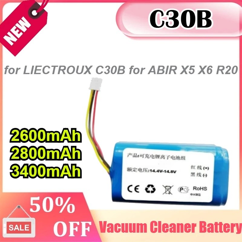 C30B 14.8V 2600mAh/2800mAh/3400MAhสําหรับLIECTROUX C30BสําหรับABIR X5 X6 R20 เครื่องดูดฝุ่นหุ่นยนต์U