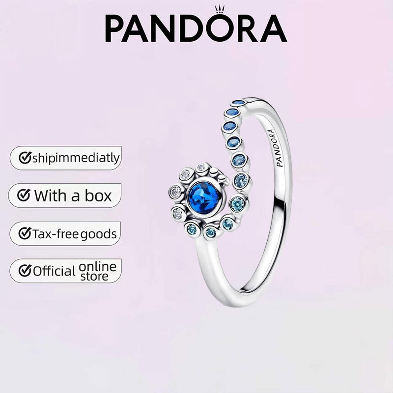 Mystic Ocean Adventure series of Ocean wave rings Pandora 100% 925 Silver Jewelry ชุดของขวัญคู่ของขว