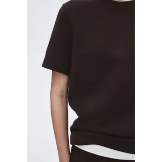H&M(เอชแอนด์เอ็ม) เสื้อยืดผ้าถักอินเตอร์ล็อก Women Interlock T-shirt 1330274_1