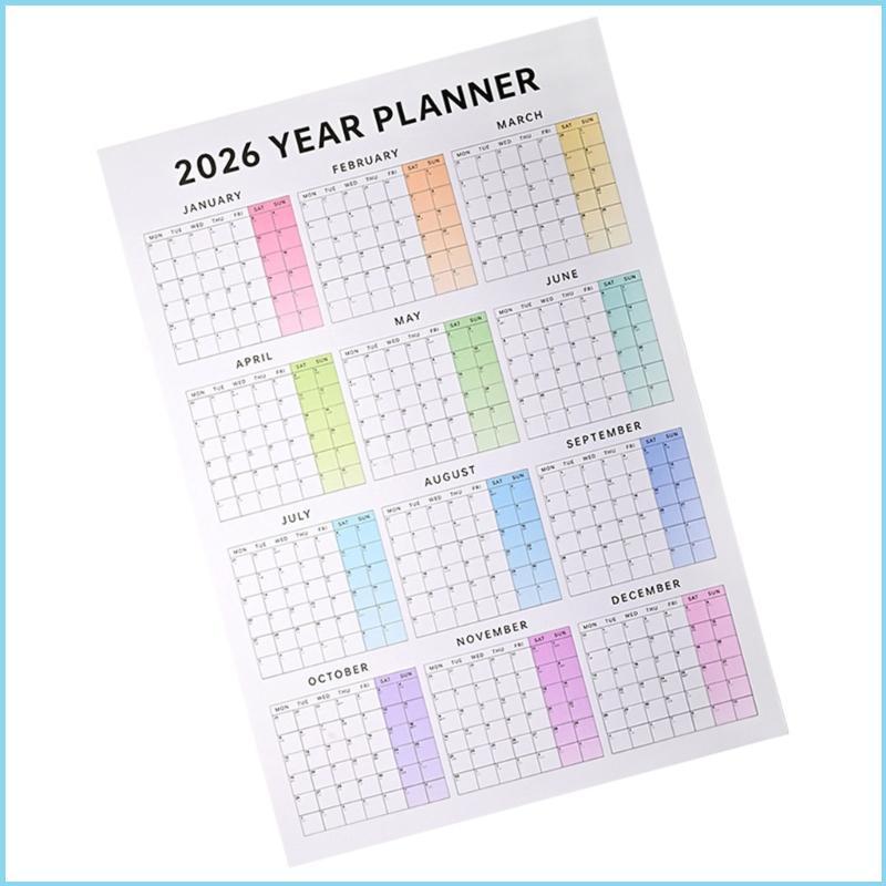 EZR 2026 Wall Yearly Calendar Planner Dated Family Home Organiser สําหรับวางแผนรายวัน