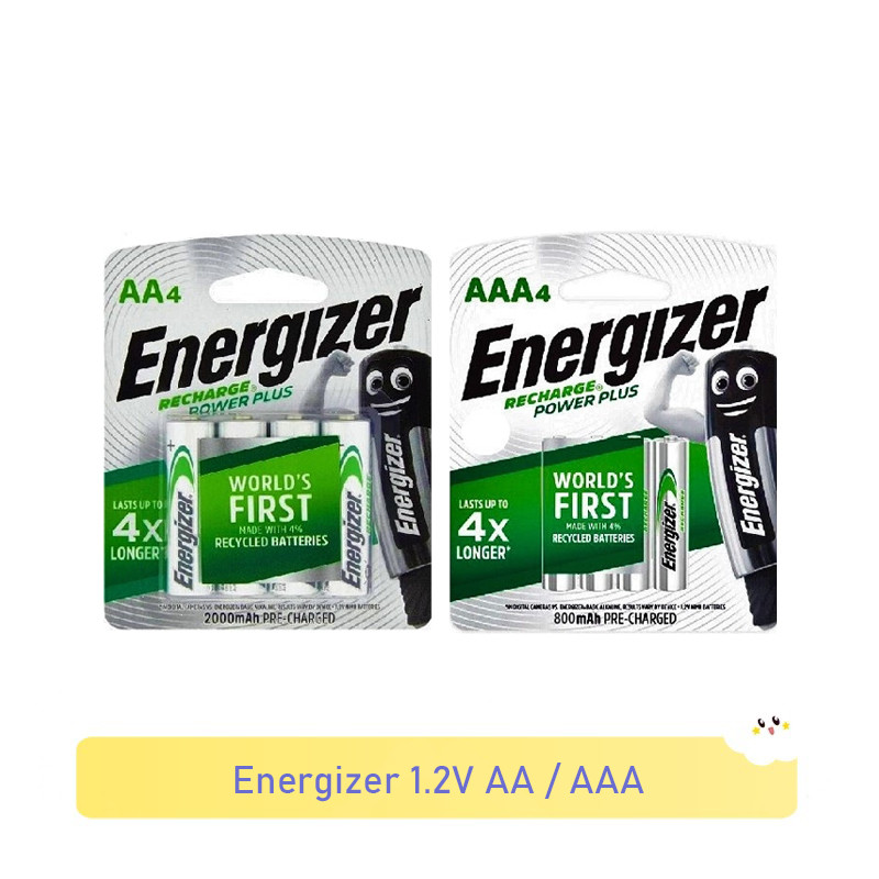 Energizer 1.2V AA 2000mAh / AAA 800mAh NI-MH แบตเตอรี่ชาร์จไฟ Plus แบตเตอรี่