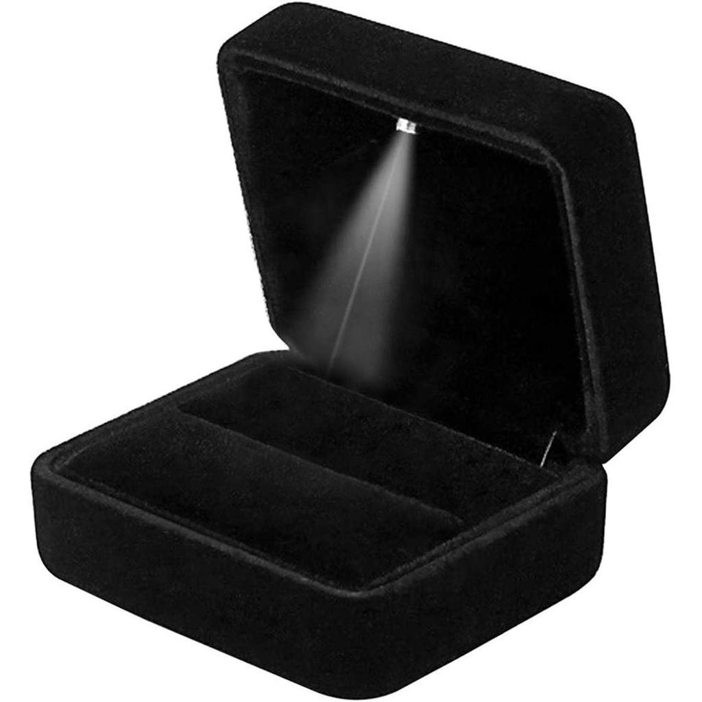 VelvetRingBoxwithLEDLightJewelryDisplayGiftBoxforProposal,Engagement,Wedding CS4M
