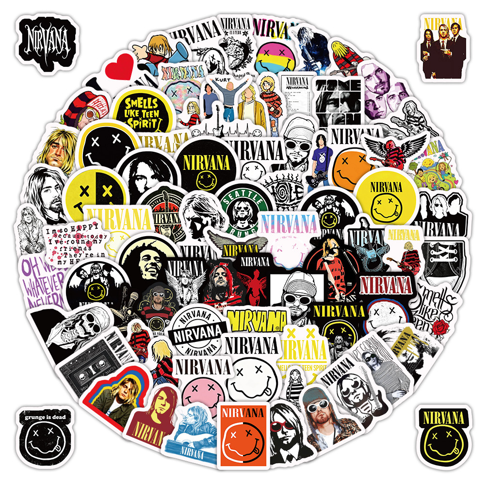 126 แผ่น Retro Nirvana Rock Music สติ๊กเกอร์, Aesthetic Band Pattern Decals สําหรับ Journalสมุดภาพแล