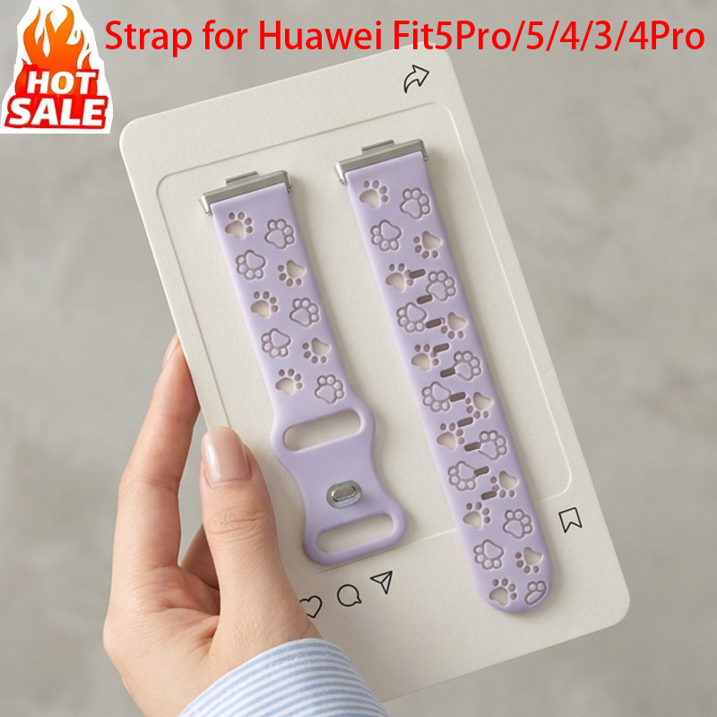 Cat Paw รูปแบบซิลิโคนสําหรับ Huawei Watch Fit 5 Pro/Fit5/4 Pro/Fit 4/3 สาย Dual สีสําหรับ Huawei Watch Fit 5
