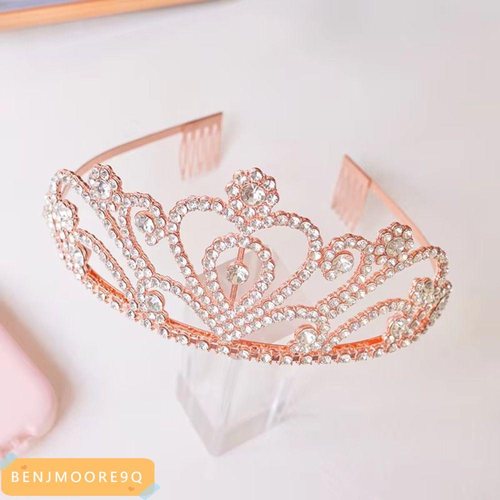 BENJMOORE9Q King Crown, Adjustable Alloy Queen Tiara, Elegant Lightweight Baroque Style Crystal Quee