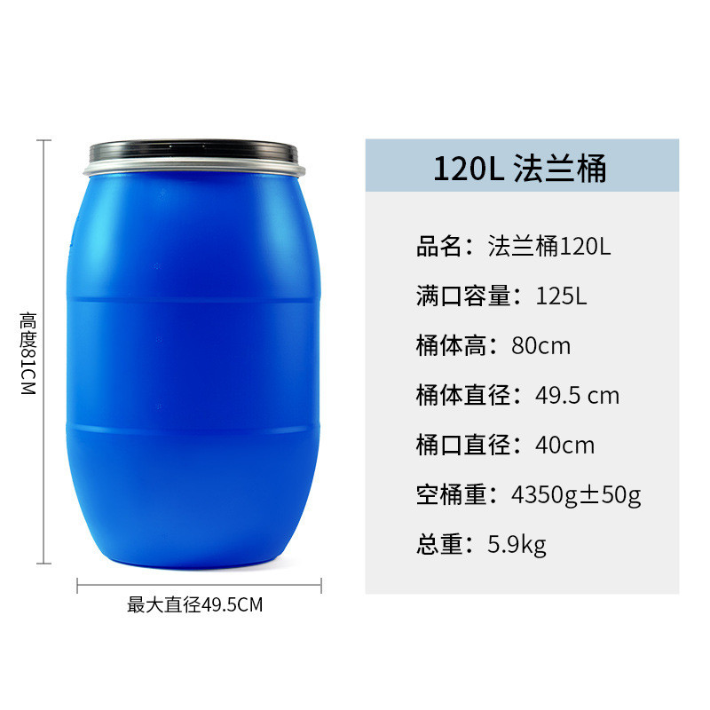 ถังพลาสติก 120 ลิตร ถังพลาสติกทรงกลม ถังพลาสติกแบบมีห่วงเหล็ก แบบมีขอบ สำหรับสารเคมี 120 ลิตร
