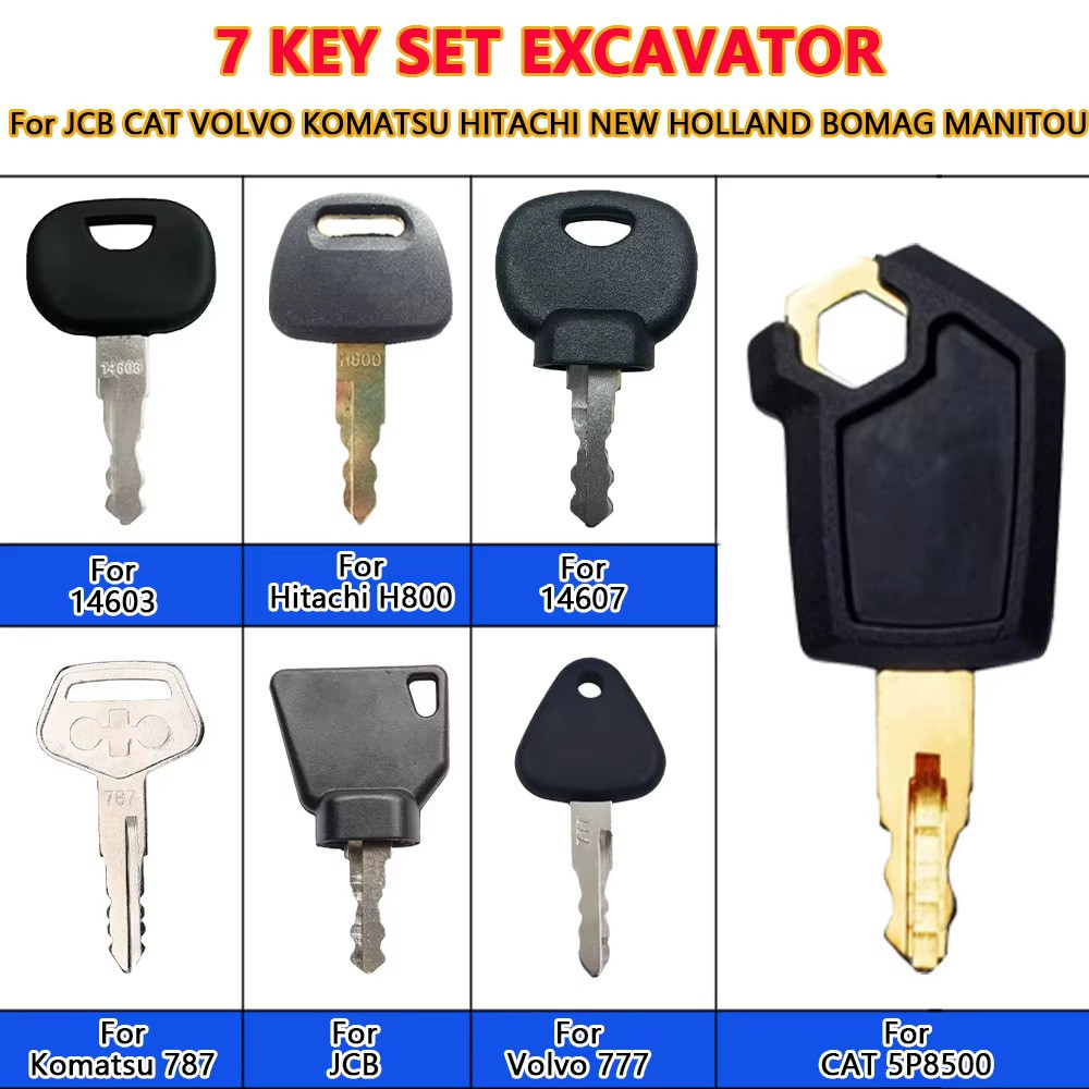 Spot 7 ชิ้น Excavator ชุดกุญแจจุดระเบิด Fit CAT JCB Volvo Hitachi Komatsu 777 787 14603 H800 เปลี่ยน