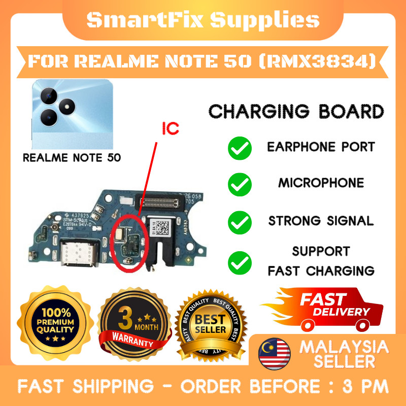 เข้ากันได้กับ Realme Note 50 RMX3834 Type C บอร์ดชาร์จเปลี่ยน