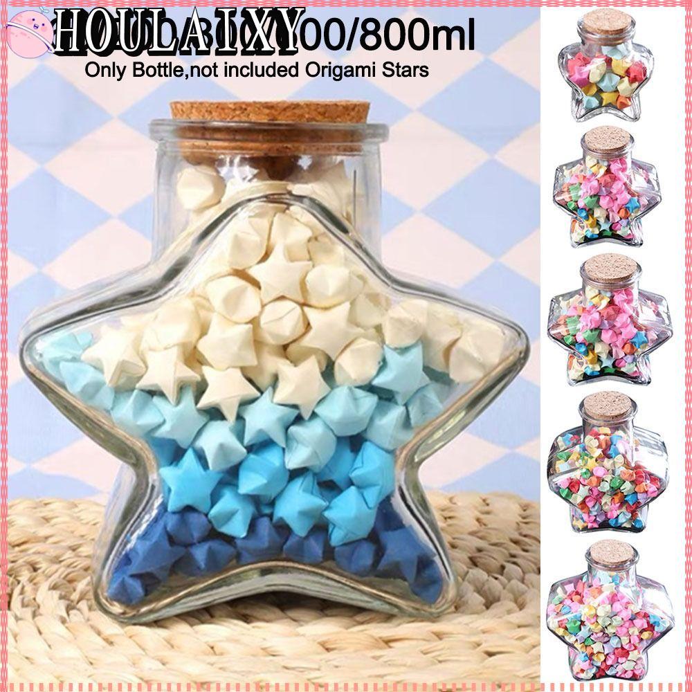 HULLAIXY Wishing Bottle, Craft Origami Stars Glass Bottle, Creative Stars Shape Pentagram Storage Bo