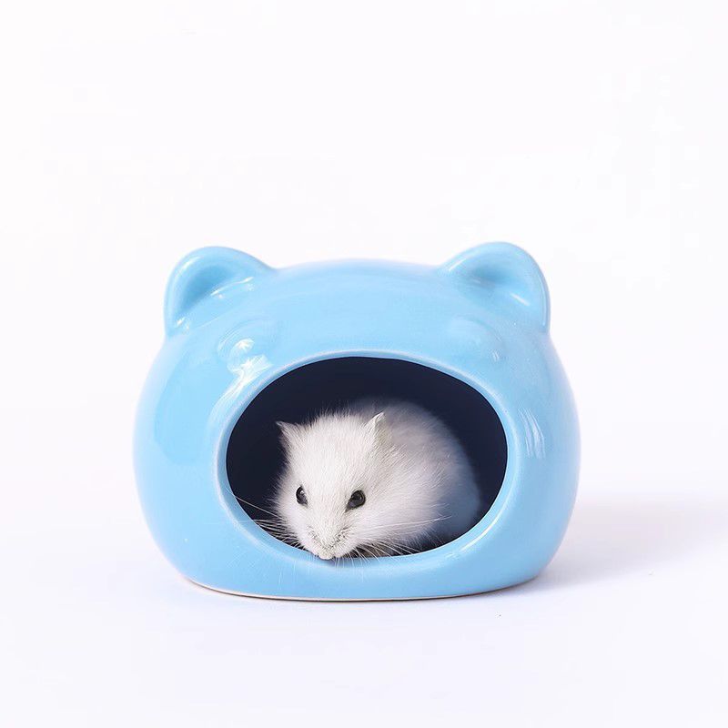 หนูแฮมสเตอร์เซรามิกรังซ่อนบ้านฤดูร้อนหมีทองนอนรังระบายความร้อนฤดูป้องกันความร้อนแคระหนูตะเภาบ้านหลังเล็กนอน ไอโกล