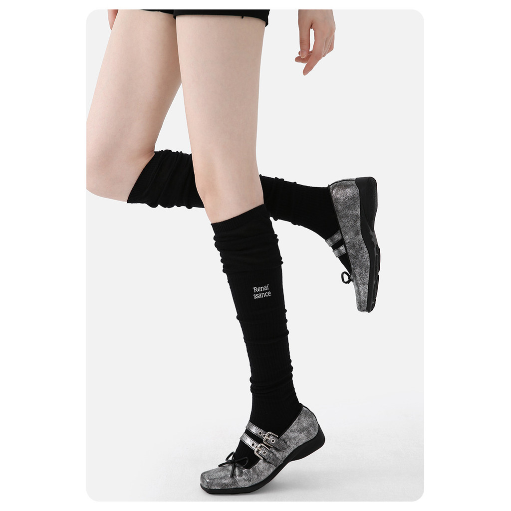 เย็บตัวอักษร Slimmer ดู Over-the-Knee ถุงเท้าลูกวัวผู้หญิงฤดูใบไม้ร่วง Dark Series Pure Desire Prepp