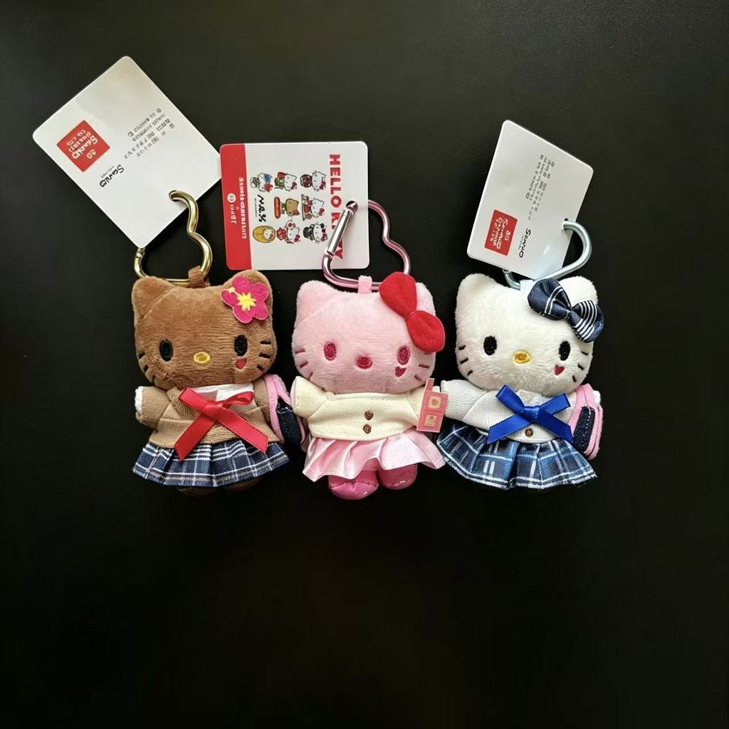 เสื้อผ้า Hello Kitty ตุ๊กตาหนังสีดําหนังสีชมพูหนังสีขาว Kitty แฟนของขวัญเล็กๆ Charm#84allwej#
