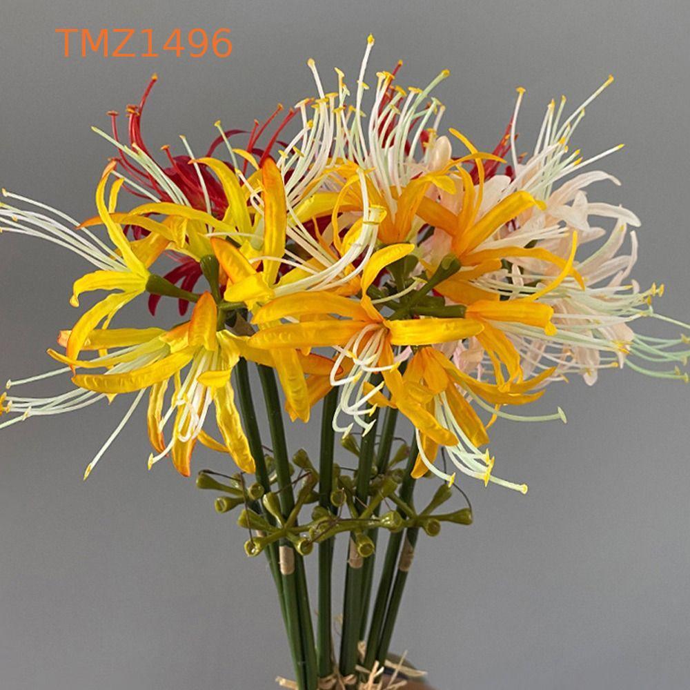 TMZ1496 กิ่งดอกฮิกันบาน่าปลอม, ดอกพลาสติกผ้าไหมสวย Equinox, ดอกจัดช่อสัมผัสจริง ทํามือ 60 ซม. ดอกปลอมแต่งบ้าน/งานพิธี