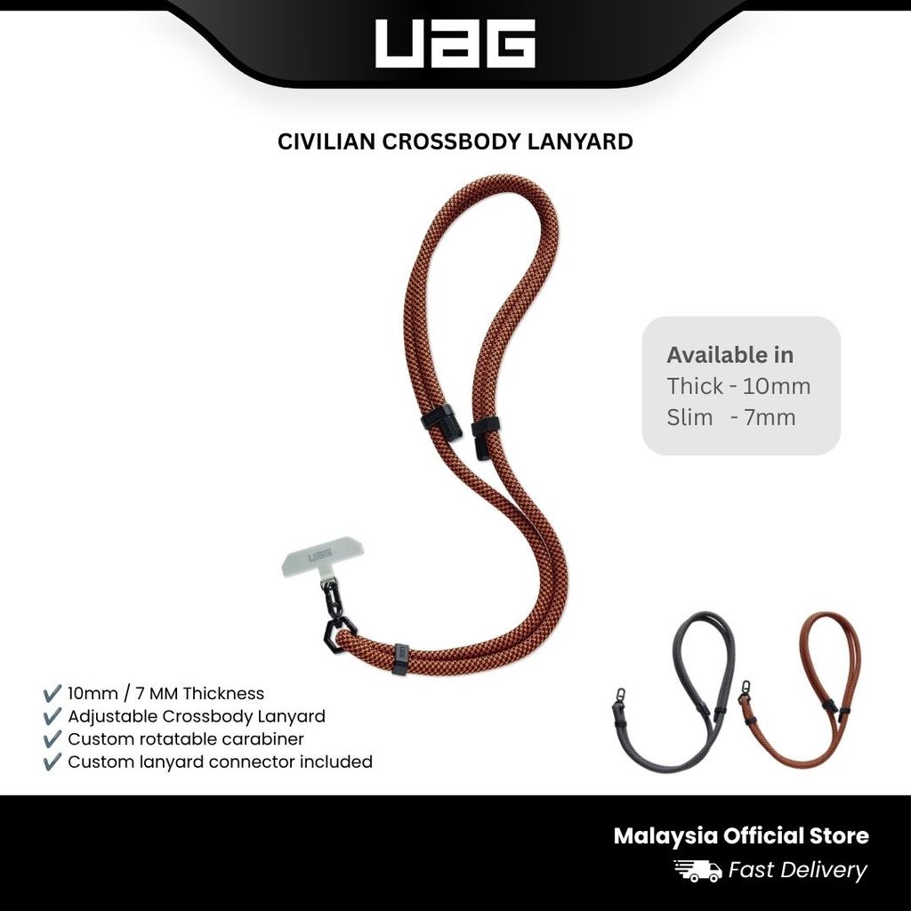 UAG เชือกเส้นเล็กโทรศัพท์แบบสะพายข้างสายคล้องคอพาราคอร์ดแบบปรับได้พลเรือน