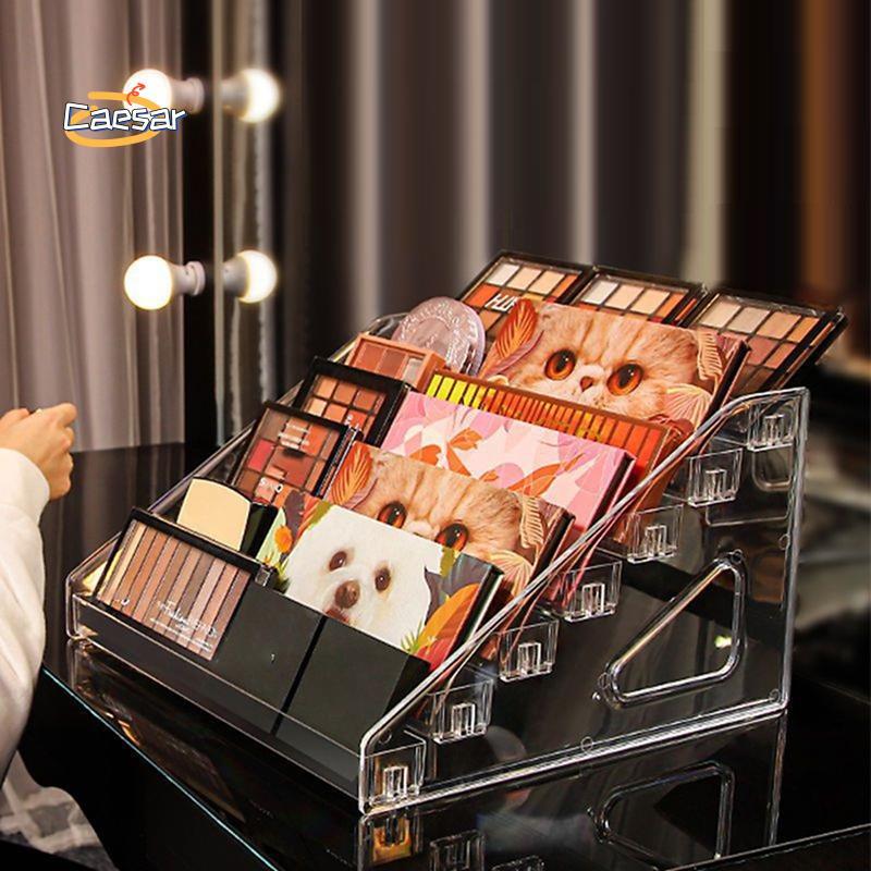 caesarA8 Multi-Layer Ladder Rack Storage Rack เครื่องสําอางลิปสติกชั้นวางจอแสดงผลกล่องเก็บโปร่งใส