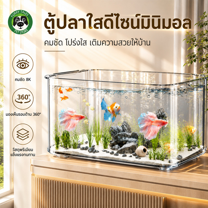 COD ตู้ปลากัดพลาสติกใส 8K ตู้ปลาใหญ่อาหารเกรด PET ตู้เลี้ยงปลา แข็งแรงและทนทาน ทำความสะอาดง่าย