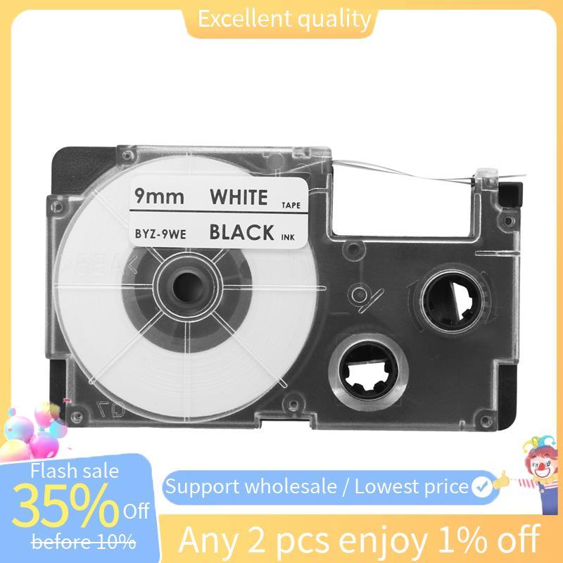 3 แพ็ค 9 มม. สีดําบน White Label Tape Label Maker ใช้งานร่วมกับ -120, -60, -100, KL750B, KL750, KL72
