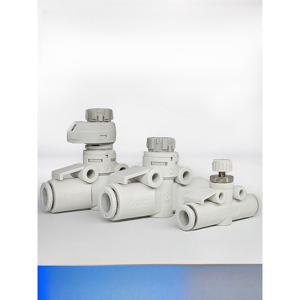วาล์วปรับความเร็วลม SMC รุ่น AS1002F-04A AS2002F AS3002-06 AS3002-08 วาล์วลดการไหลแบบตรงสำหรับท่อลม
