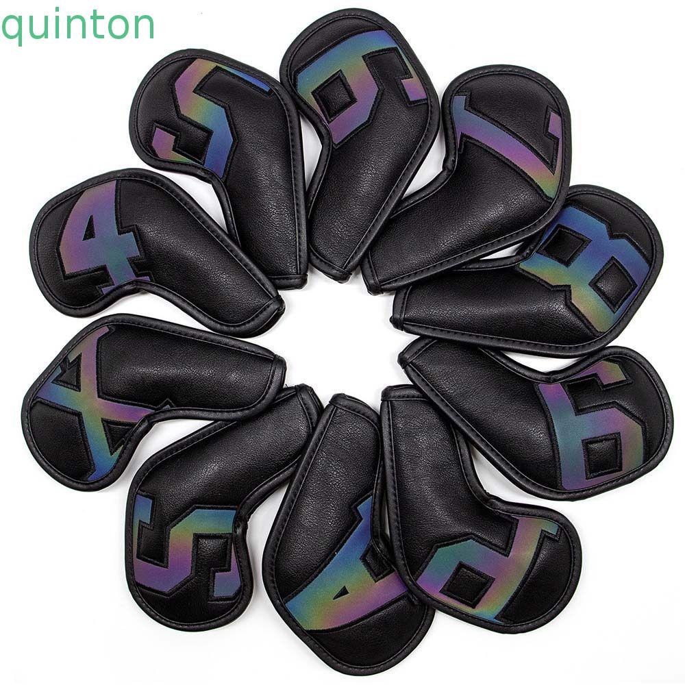 QUINTON Golf Iron Headcover Golf Iron Covers Set Protector Case 4-9,P,S,A,X 10 ชิ้น/เซ็ตที่มีจํานวนอ