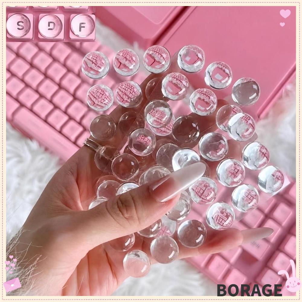 BORAG 20 ชิ้น Key Caps, โปร่งใสรอบเล็บแป้นพิมพ์สติกเกอร์,หัวใจแมวการ์ตูนพิมพ์ฝาครอบป้องกันสําหรับเล็บยาว