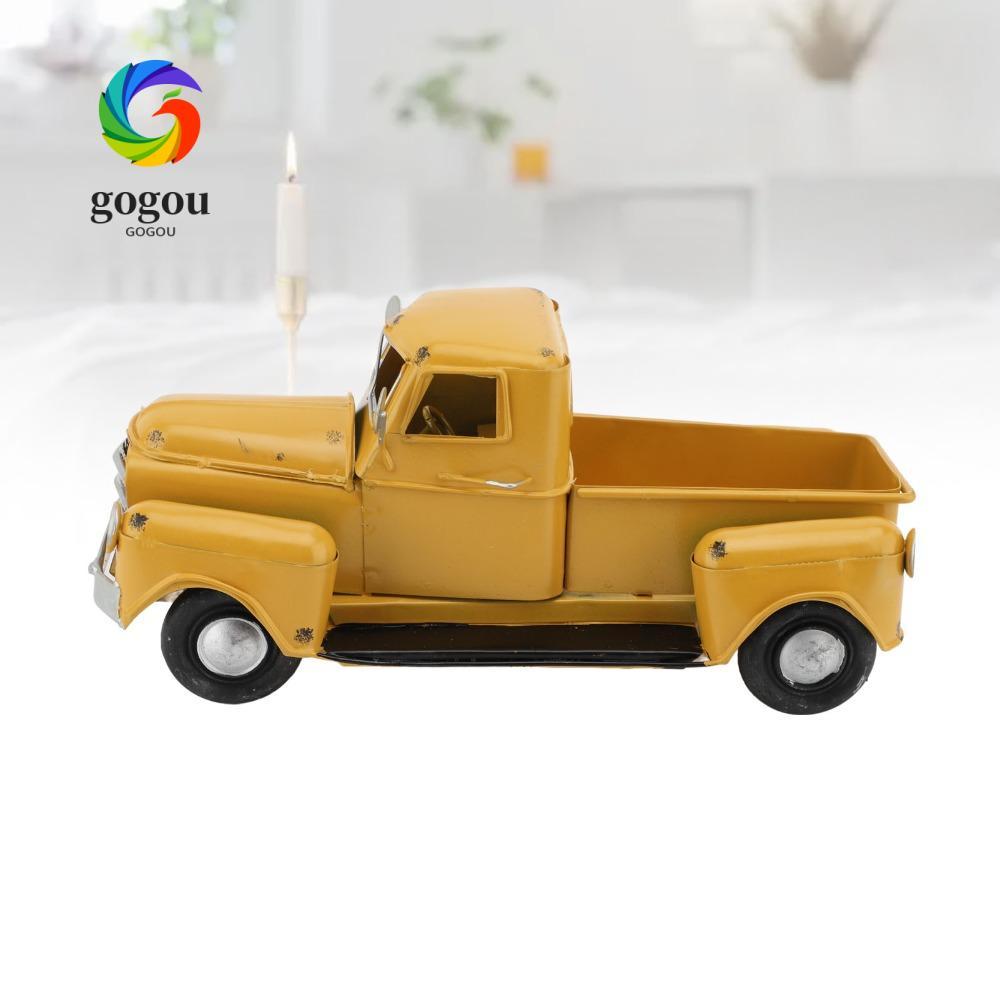 GOGOU Pickup Truck Model, Vintage Iron Metal Model Truck, Collectible Vehicles Tabletop Pickup Truck
