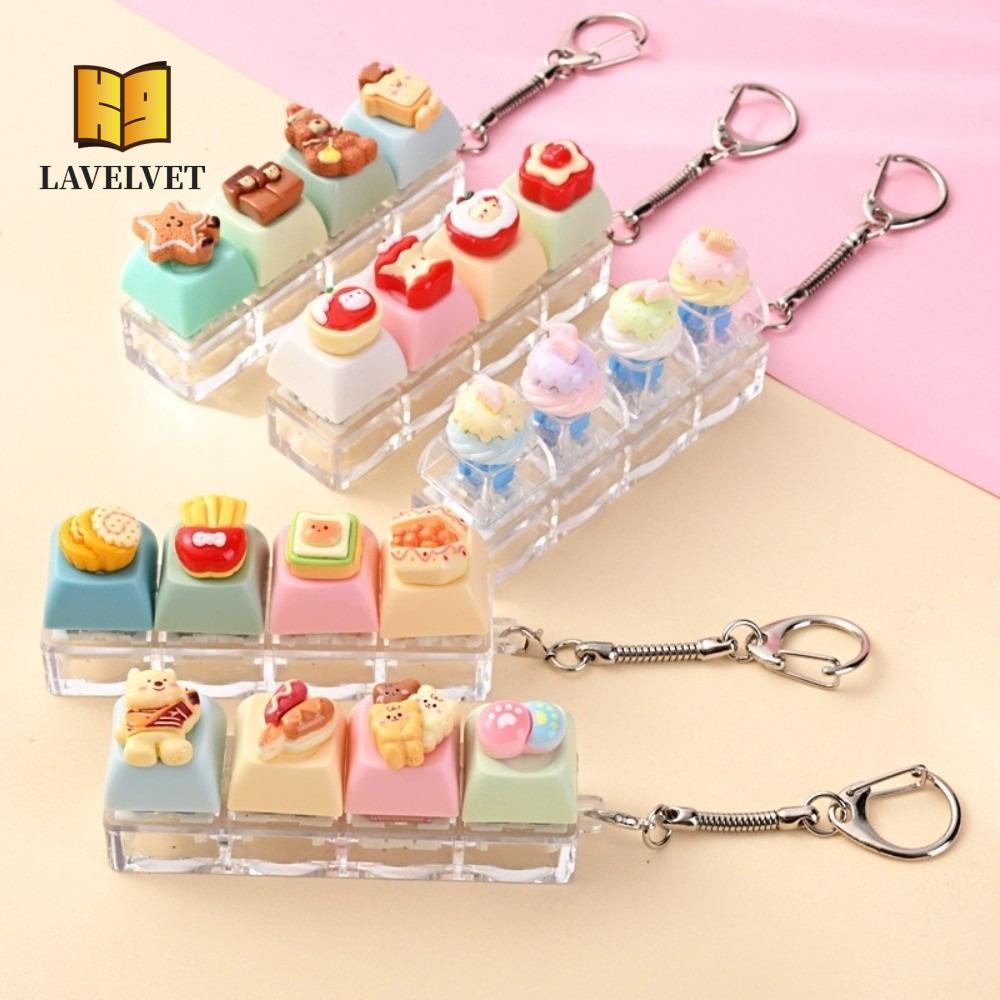 LAVELVET Keycap Fidget พวงกุญแจ, หมีกล Keycap คีย์บอร์ด Clicker ของเล่นพวงกุญแจ, ความคิดสร้างสรรค์ปุ