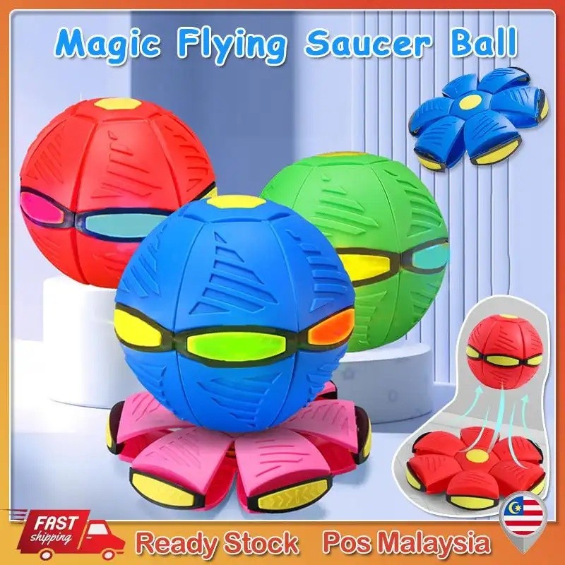 Bola Magic Flying Saucer Ball UFO Flying Ball Flat Throw Disc Ball ของเล่นลูกบอลกีฬาสําหรับเด็กกลางแ