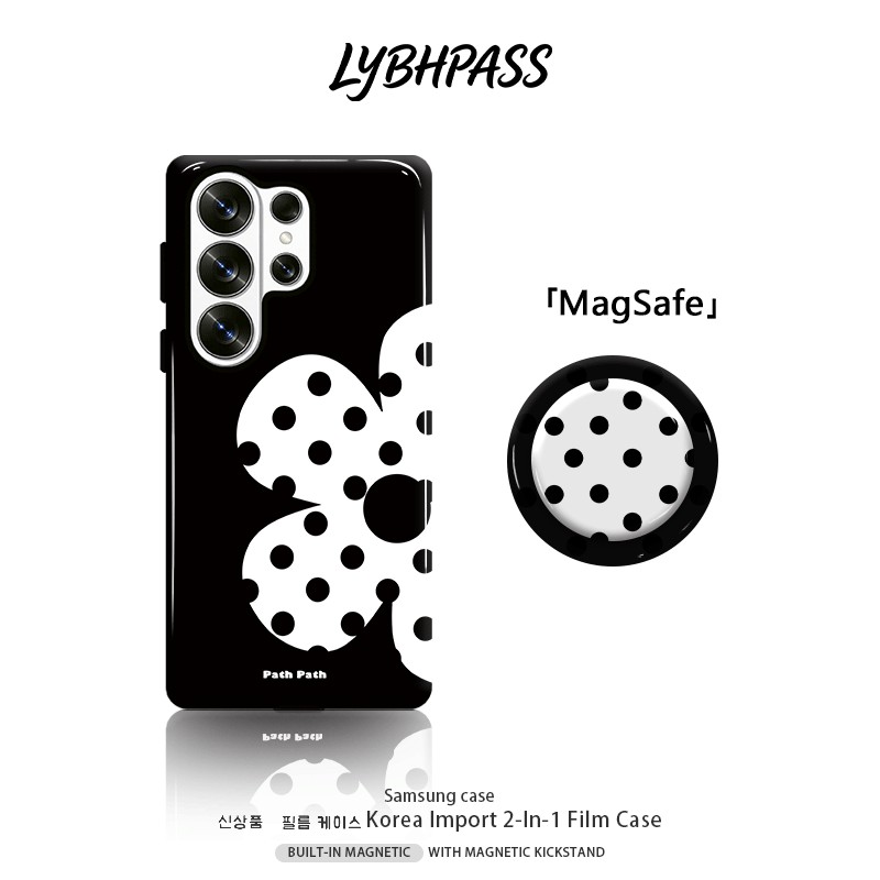 เคสซัมซุง+แม่เหล็ก Griptok MagSafe เรียบง่าย แฟชั่น ลายจุด โบว์ 2ชั้น เคส Samsung galaxy A71 A57 A56 A55 A54 A53 A52 A52S A37 A36 A35 A34 A33 A27 A26 A25 A24 A23 A17 A16 A15 A14 A13 A12 A04 A05 A06 A07 5G 4G เปิดเลนส์ โทรศัพท์ มือถือ case
