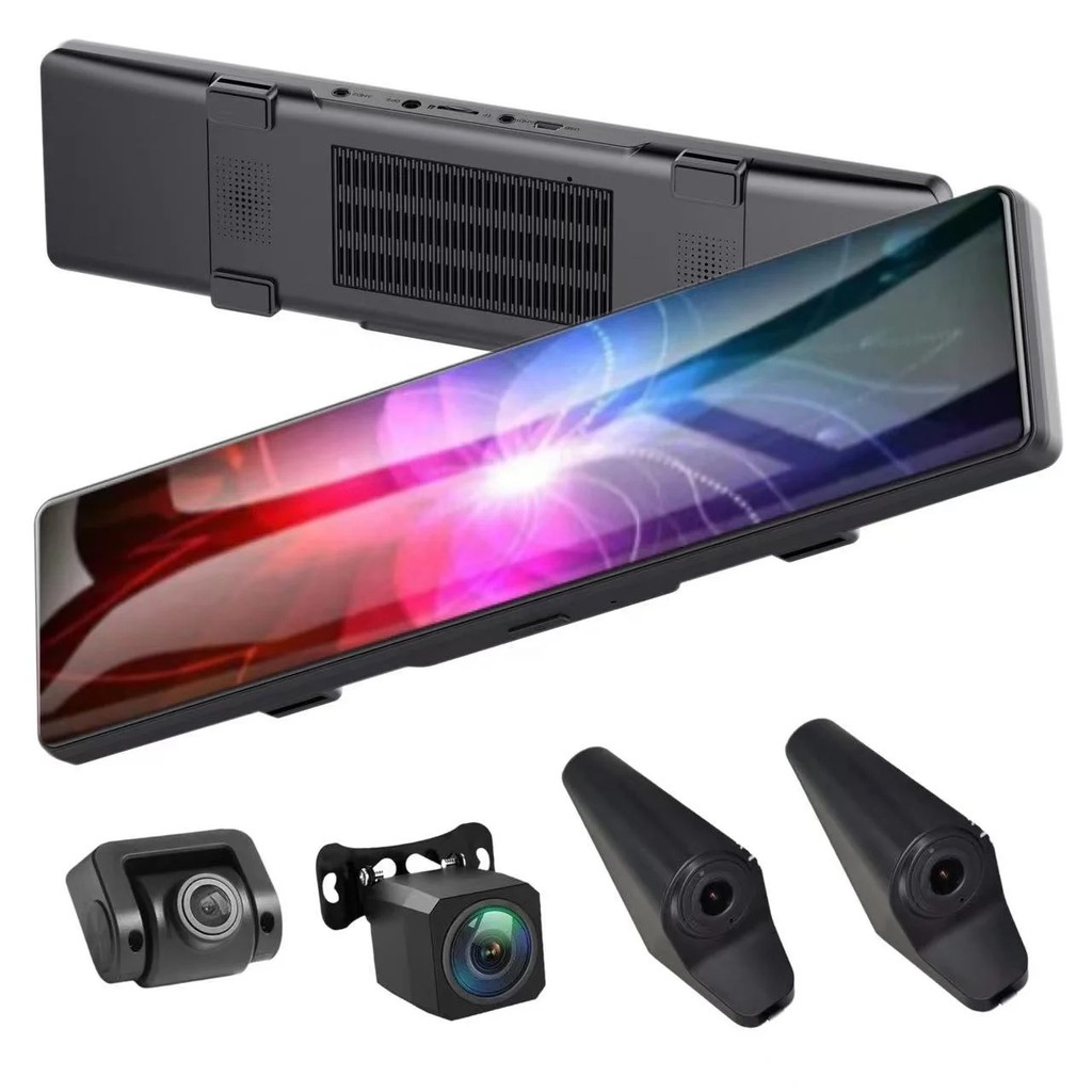 9JIA ยี่ห้อใหม่ 12 "4 Ch HD 1080P Auto Electronics กระจกมองหลัง Touchscreen กล้องติดรถยนต์ Blind Spo