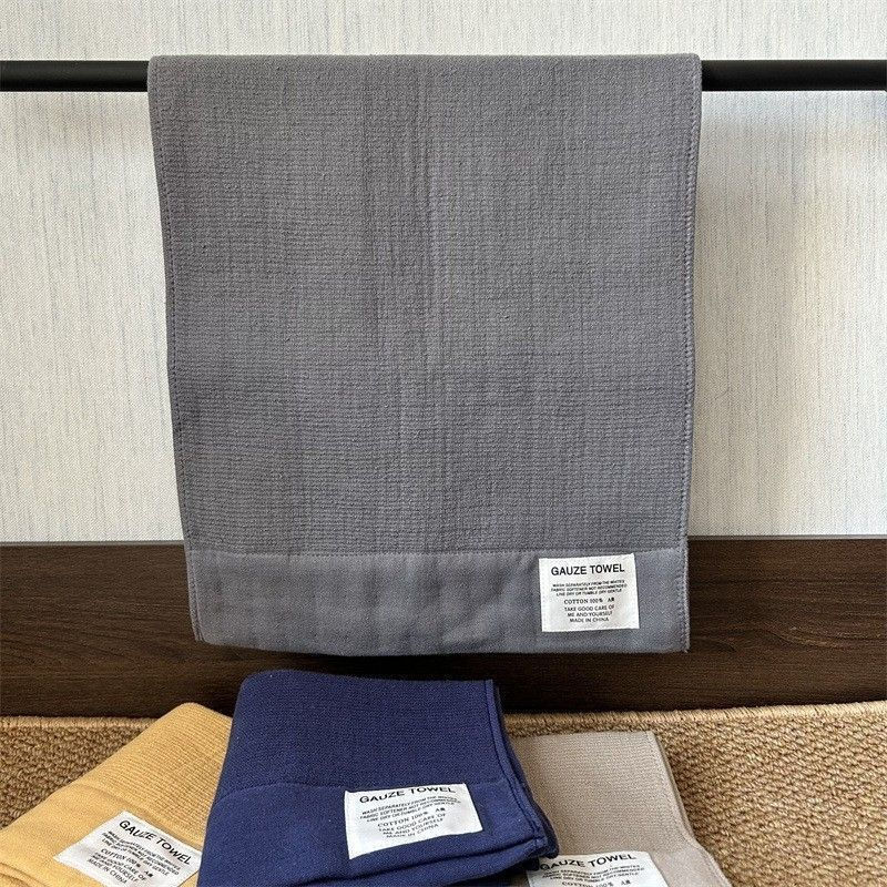 New Product#New air cotton gauze towel and bath towel set, plain color pure cotton wrinkled gauze, s