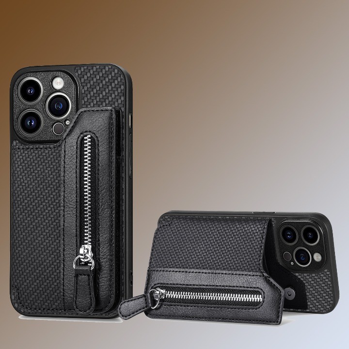 กระเป๋าสตางค์ซิปแม่เหล็กสําหรับ iPhone X XS XR 7Plus 8Plus 11 12 13 Pro Max Mini พร้อม Kickstand Car