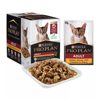 Purina PRO PLAN Cat อาหารแมวเปียก สำหรับแมวโต รสไก่ 85 g x12 ซอง สูตร Complete & Balance เลขทะเบียน07
