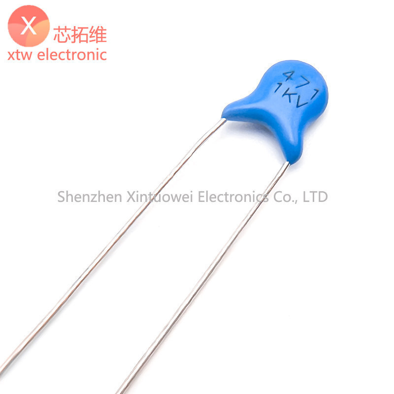 (50 ชิ้น) 1KV471 ตัวเก็บประจุเซรามิกแรงดันสูง 1KV 471 471PF ตัวเก็บประจุแบบเสียบปลั๊กสีน้ําเงิน