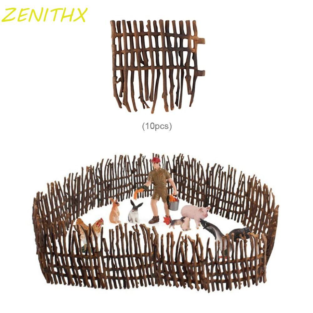 ZENITHX จําลองฟาร์ม Ranch DIY รั้ว, อุปกรณ์รั้วฟาร์ม DIY จําลองรั้ว Ranch, Mini Garden Decor รุ่นพลา